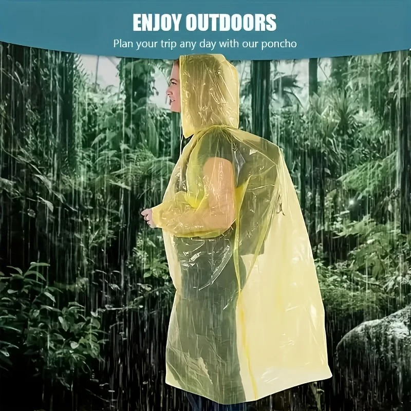 Emergency Poncho Rain - 5/10 szt. Jednorazowe Wodoodporne Płaszcze Przeciwdeszczowe
