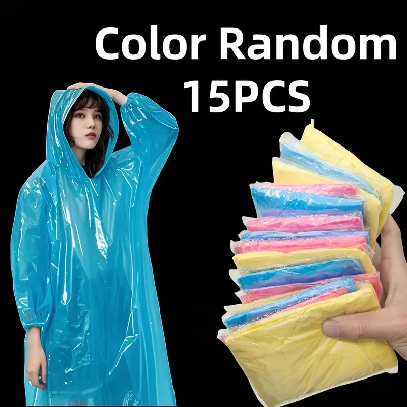 Emergency Poncho Rain - 15/30 szt. Jednorazowe przezroczyste ponczo przeciwdeszczowe