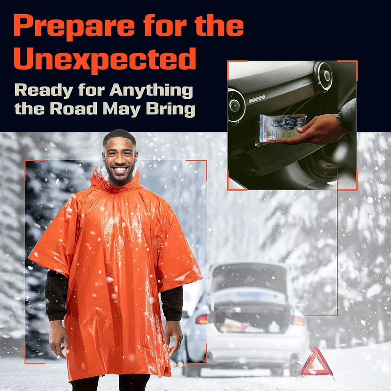 Emergency Poncho Rain - Aluminiowa, powlekana folią aluminiową, ocieplana kurtka