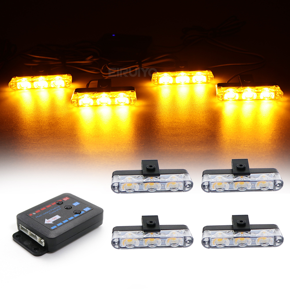 Sos Light Strobe - 4x 3 LED Grill Samochodowa Lampa